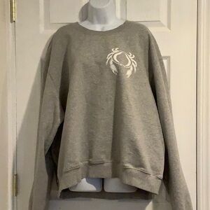 GOOD AMERICAN 100% Cotton Gray Crew Neck Crab Cancer Sign Astrology Sweatshirt 6